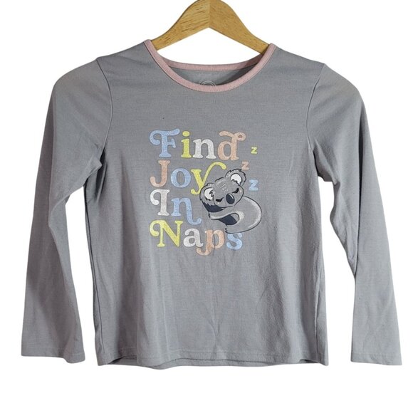 Wonder Nation Girls PJ Set Gray Pink Size 7 Medium 2 PC Koala Striped Pants READ - Picture 2 of 13